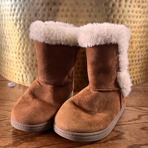 Jumping Beans Brown Kids Boots with White Faux Fur